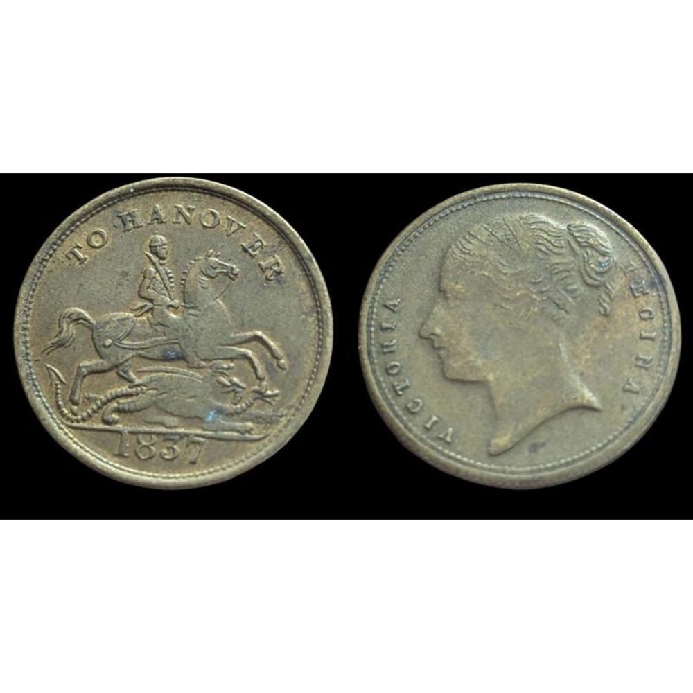 UK  Token - Cumberland Jack Token - Victoria - To Hanover 1837 brass